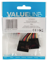 Valueline vlcp73520v015 interne stroom splitterkabel molex mannelijk - 2x sata 15-pins vrouwelijk 0,15 m veelkleurig - afbeelding 2