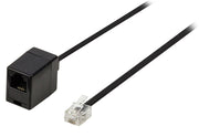 Valueline Valueline VLTP90205B100 Telecom Verlengkabel Rj11 Mannelijk Rj11 Vrouwelijk 10,0 M Zwart - afbeelding 1