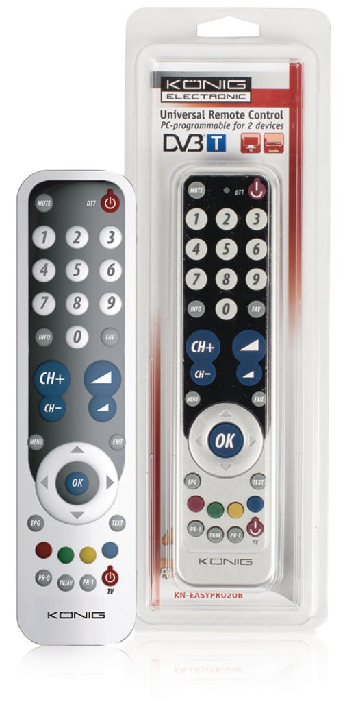 K ouml;nig könig kn-easypro20b universele afstandsbediening programmeerbaar met pc voor 2 apparaten