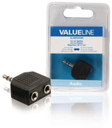 Valueline vlab22945b audio-splitter 3,5 mm male - 2x female zwart - afbeelding 1