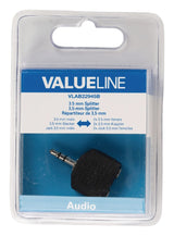 Valueline vlab22945b audio-splitter 3,5 mm male - 2x female zwart - afbeelding 4