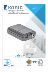 K ouml;nig König KNACO2502 Digitale Audio Converter 1x Toslink Female + 1x S pdif (rca) Female 1x Toslink Female + 1x S pdif (rca) Female Donkergrijs - afbeelding 4