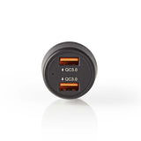 Nedis ccqc600abk autolader 3,0 a 2x usb (qc 3.0) zwart - afbeelding 1