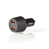Nedis ccqc600abk autolader 3,0 a 2x usb (qc 3.0) zwart - afbeelding 2