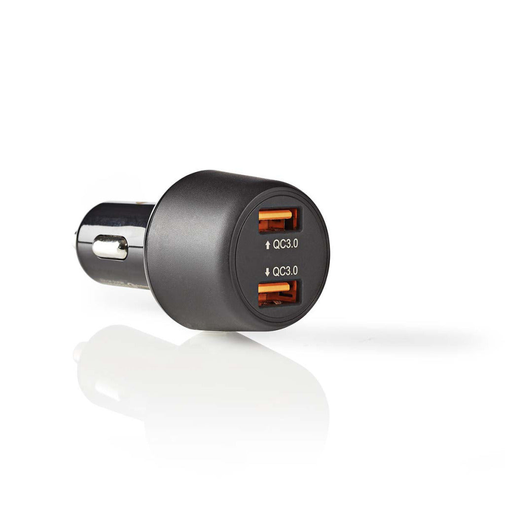 Nedis ccqc600abk autolader 3,0 a 2x usb (qc 3.0) zwart