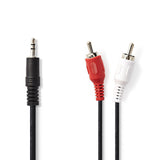 Nedis cagt22200bk15 stereo audiokabel 3,5 mm male - 2x rca male 1,5 m zwart - afbeelding 1