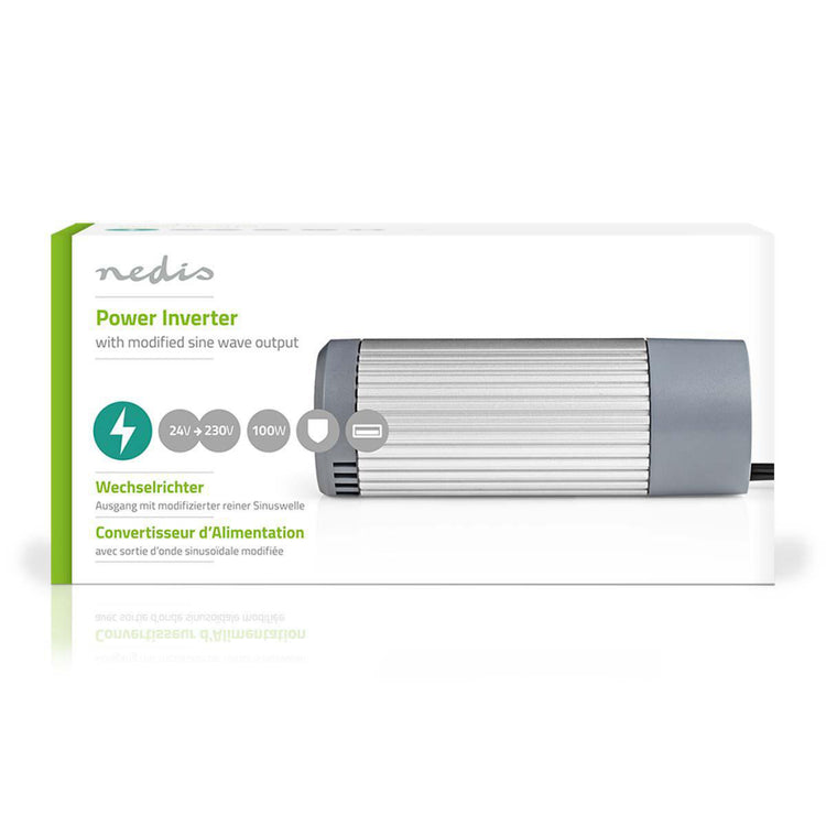 Nedis PIMS10024 Stroomomvormer Gemodificeerde Sinusgolf 24 V Dc 230 V 100 W 1x Schuko 1x Usb-uitgang