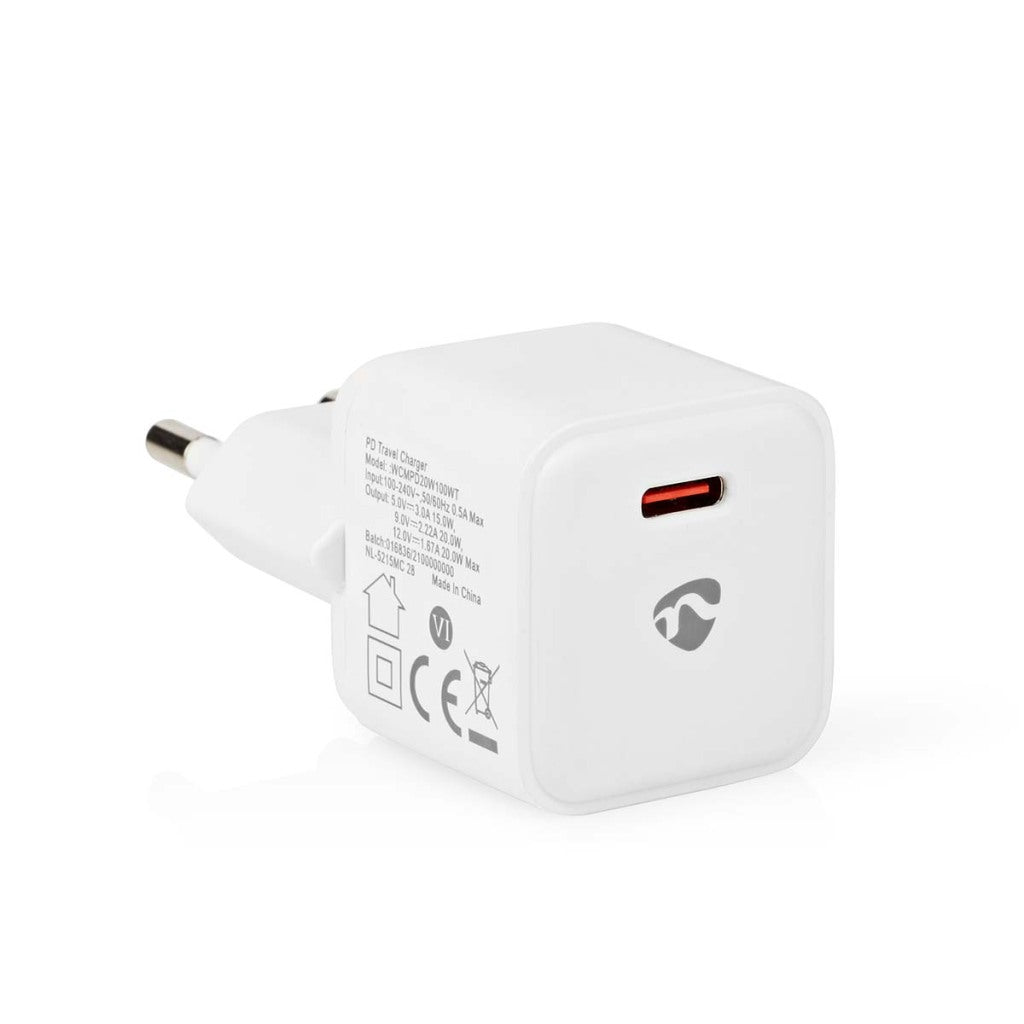 Nedis wcmpd20w100wt oplader 1.67 2.22 3.0 a outputs: 1 usb-c trade; 20 w automatische voltage selectie