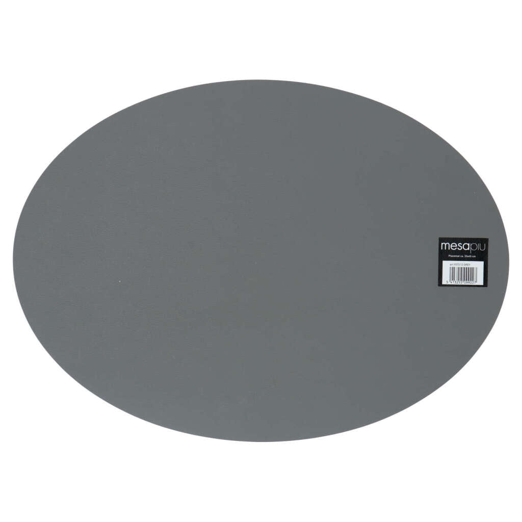 Mesapiu Mesapiu Placemat Lederlook Grey Ovaal 45x33 Cm