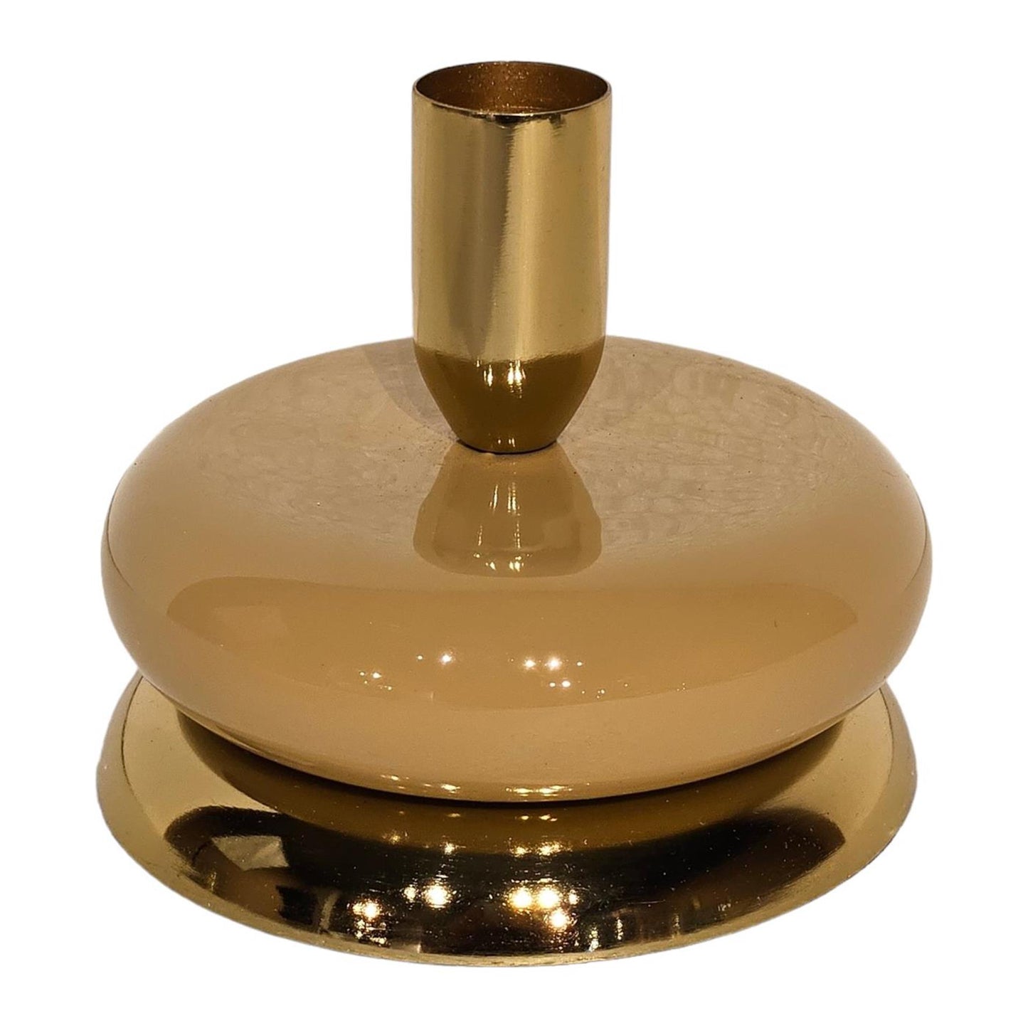 Mansion atmosphere kandelaar goud beige emaille 10x10x8,5cm