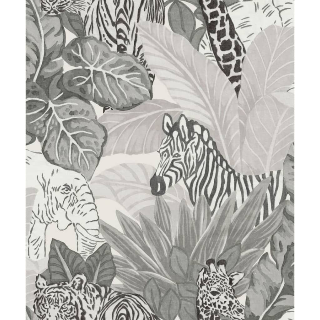 Noordwand behang good vibes jungle animals grijs en zwart