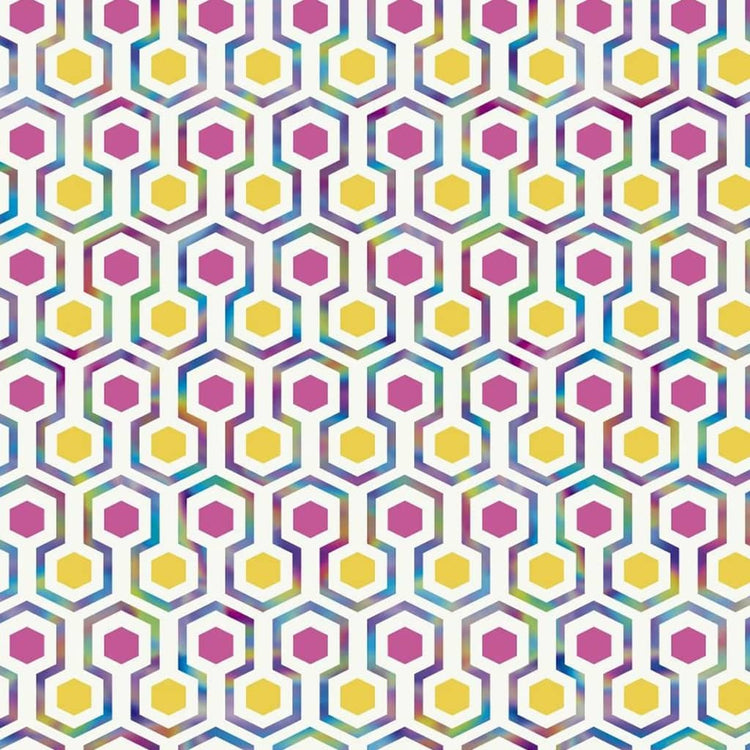 Noordwand behang good vibes hexagon pattern roze en geel