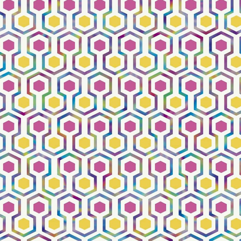 Noordwand behang good vibes hexagon pattern roze en geel