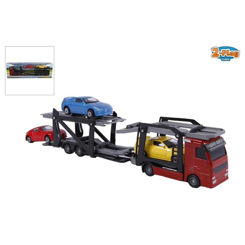 2-play die cast plastic autotranspor ter met 3