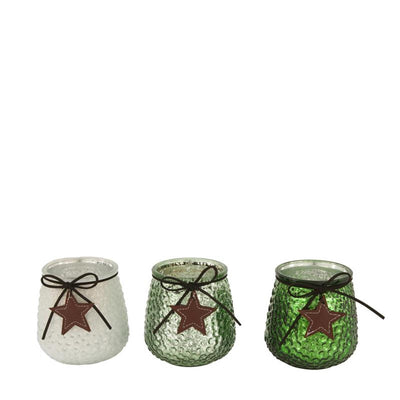 Dijk natural collections theelichthouder glas ø9.5x10cm groen