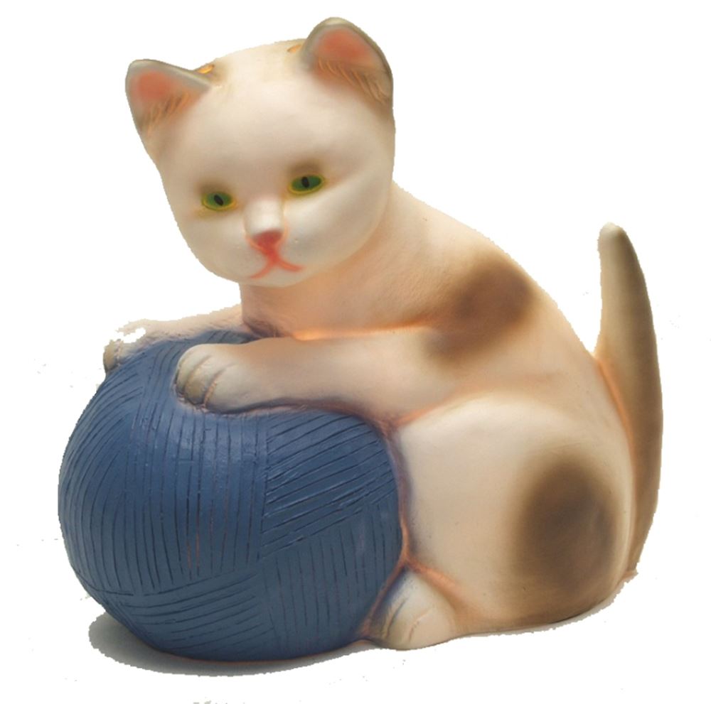 Egmont lamp kat met bol wol blauw 24x23