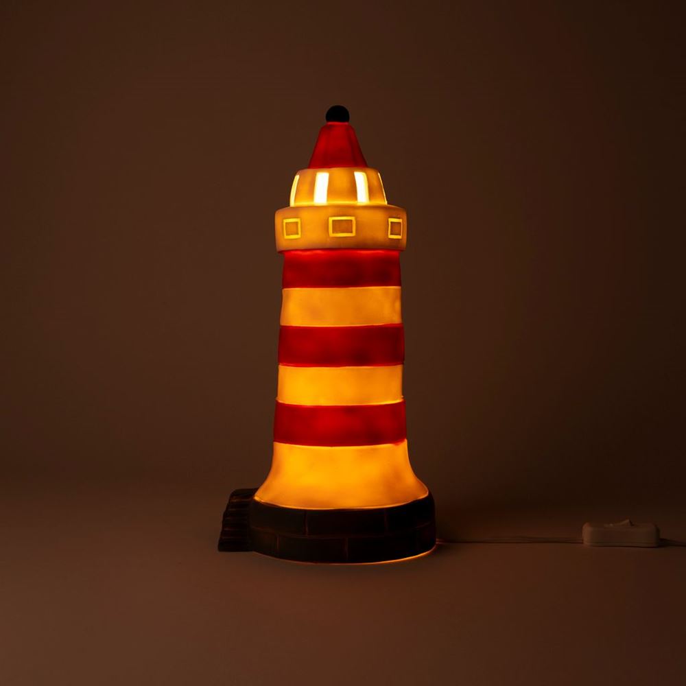 Egmont lamp vuurtoren rood-wit. 17x35 cm