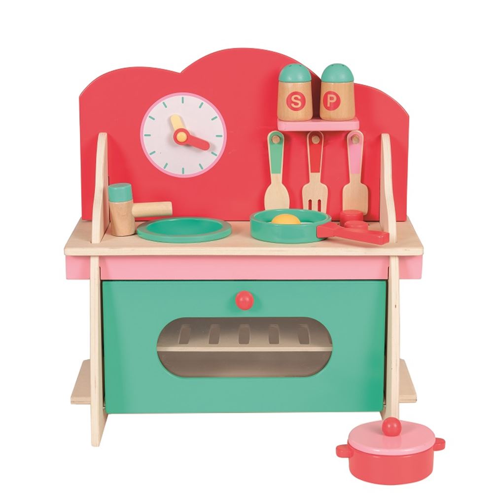 Keuken hout 36x17x38 met accessoires. 3+
