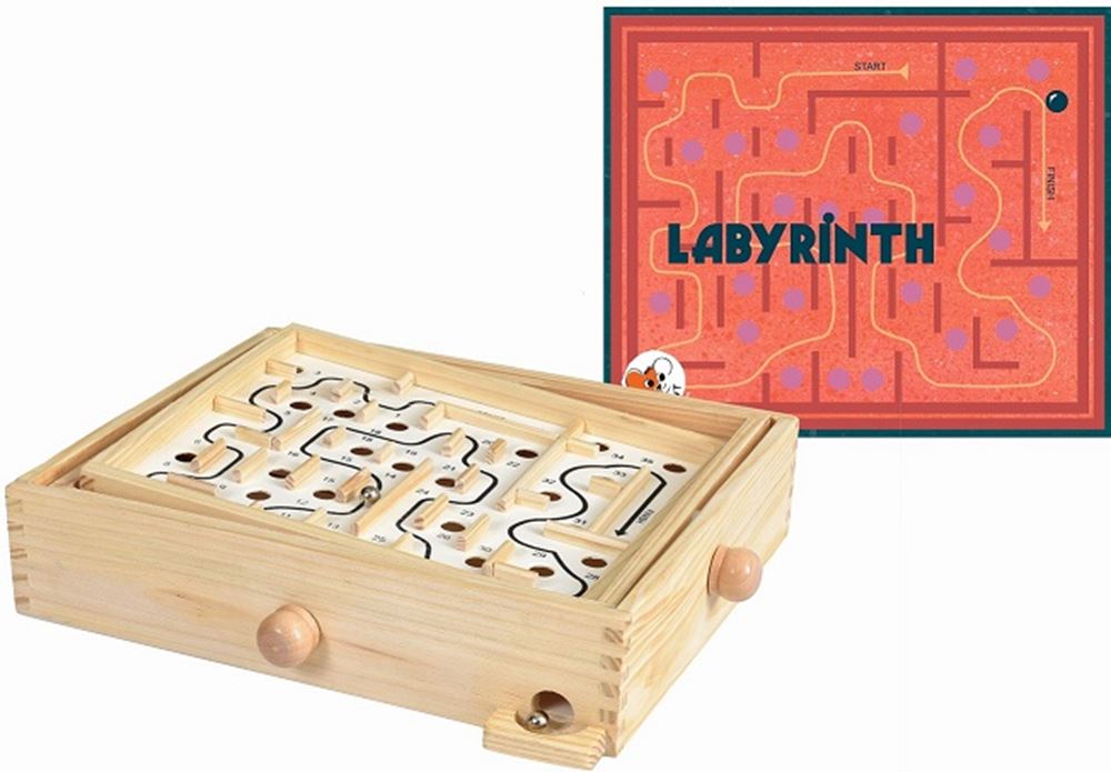 Spel: labyrinth. 31 x 26 x 8 cm 5+