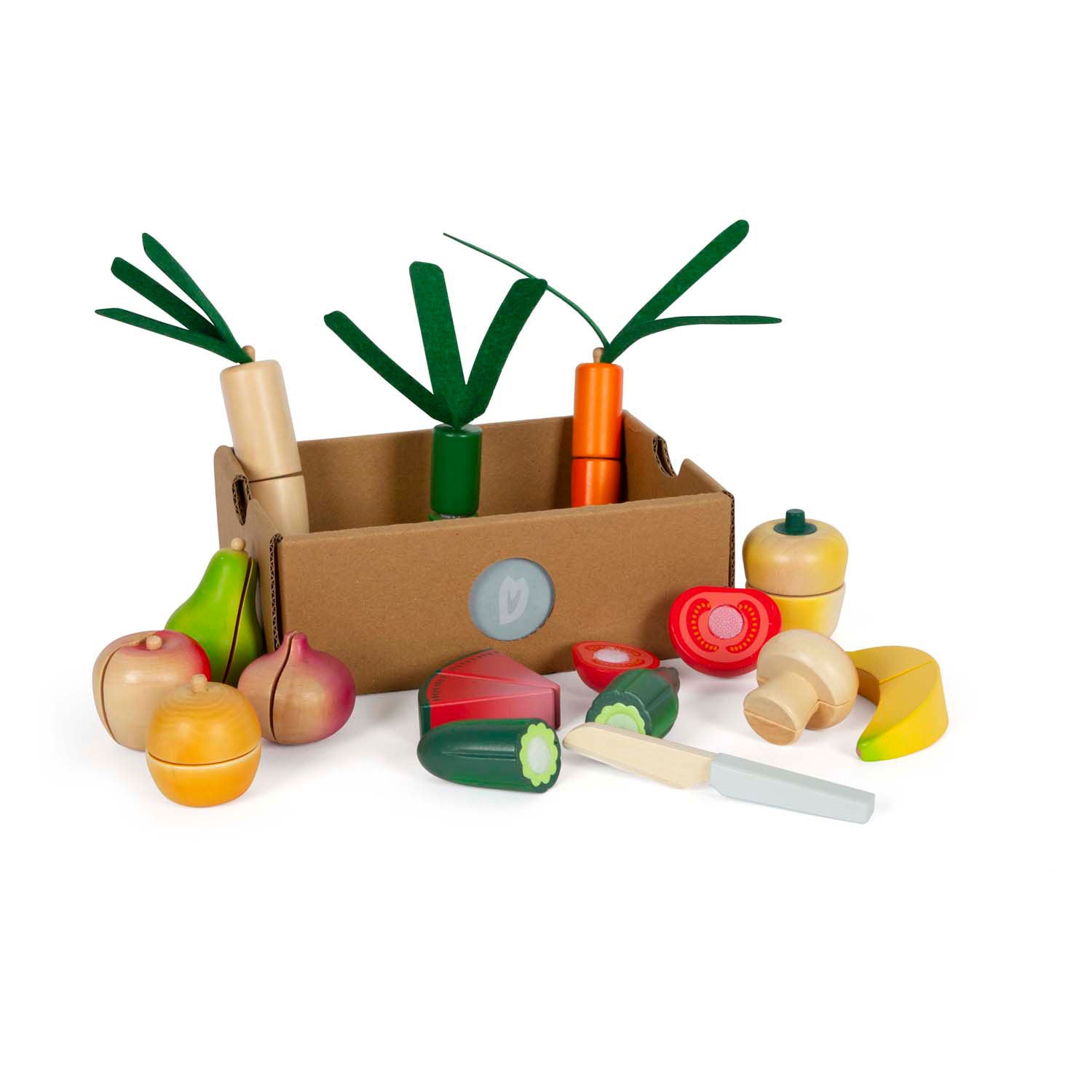Small foot - houten snij- en groenten speelset fresh, 14dlg.