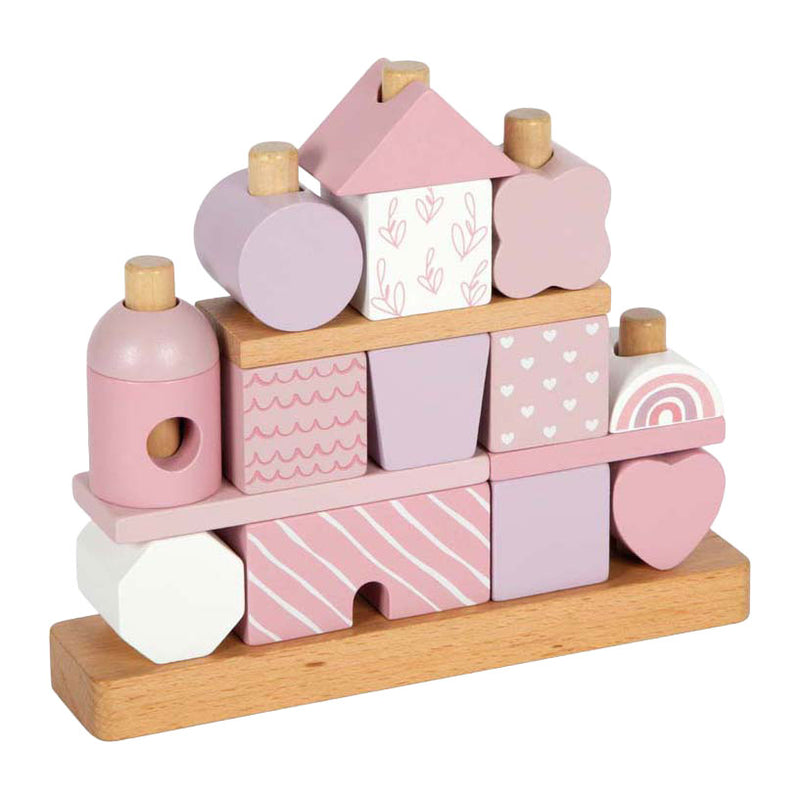 Small foot - houten stapelhuis roze - 18dlg.