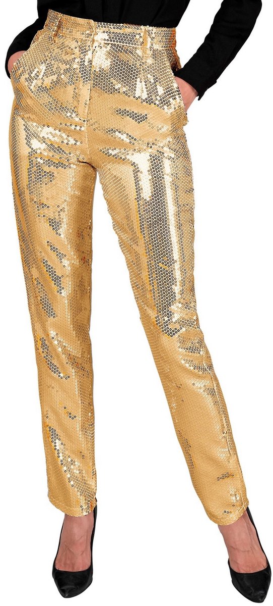 Widmann pailletten broek proud to be goud vrouw