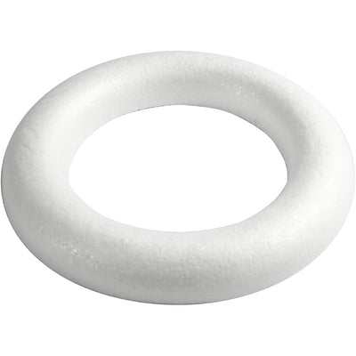Creativ company styropor ring wit met platte achterkant, 35cm
