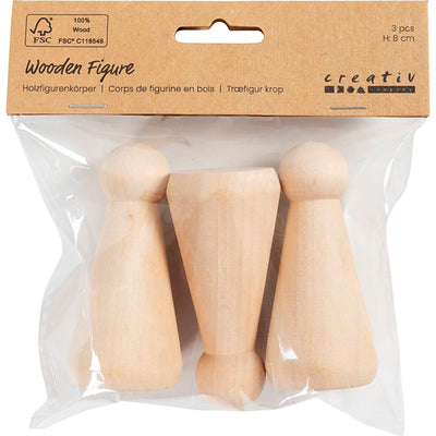 Creativ company cc houten figuur kegelvormig 8 cm 3 stuks