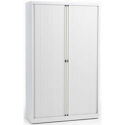 Roldeurkast hoog staal 100x43x198cm wit 4 legborden