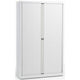 Roldeurkast hoog staal 100x43x198cm wit 4 legborden