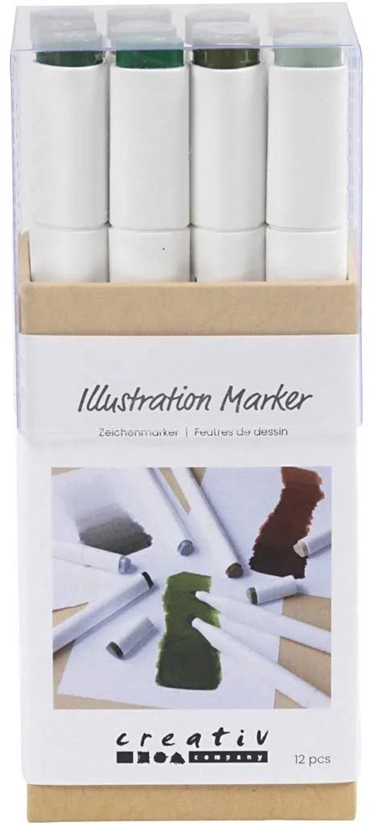 Creativ company tekenstift lijndikte 1+8mm natuurlijke kleuren - 12st.