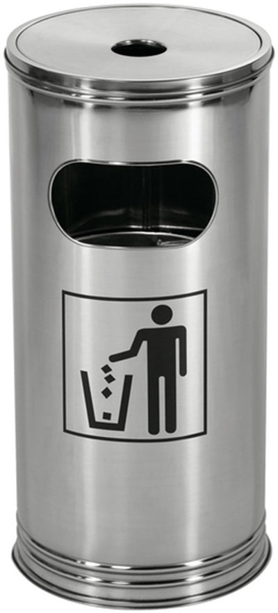 Wesco staande asbak | 15 liter | metaal - rvs | afvalbak met asbak staand
