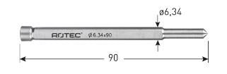 Rotec centreerpen ø6.34mm l=90mm