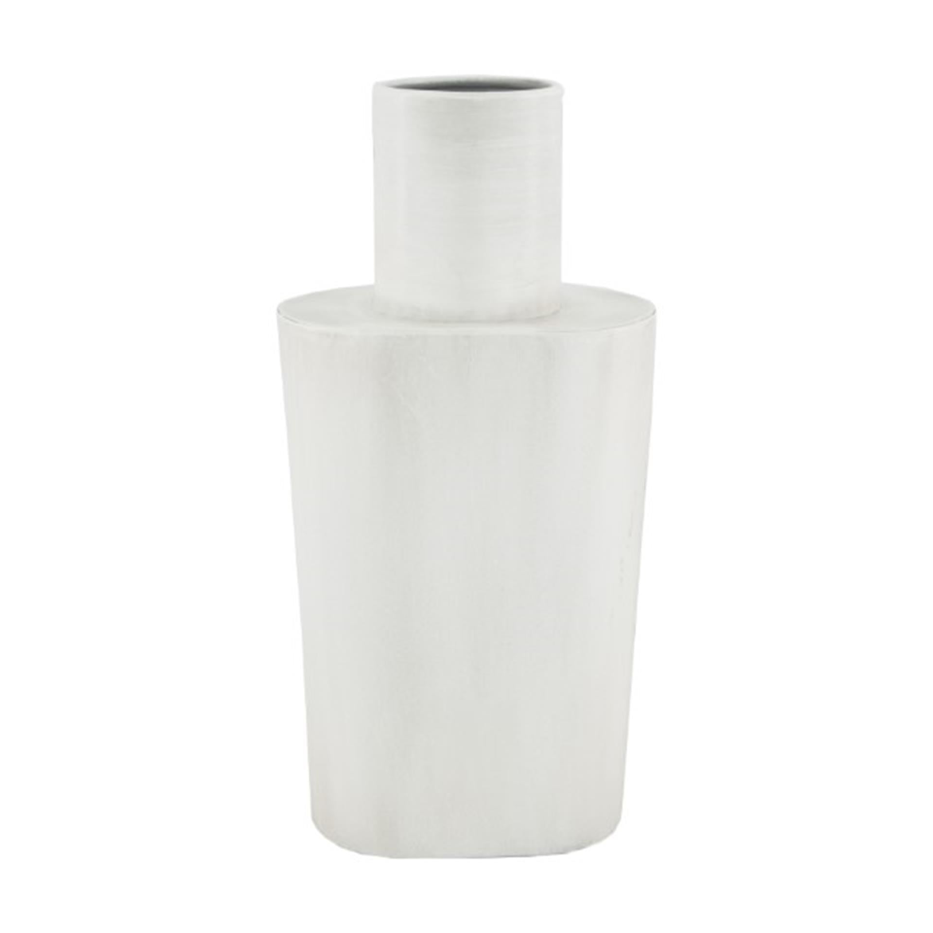 Naturel collections dijk natural collections vaas metaal 14x9x28,5cm wit grey-wash