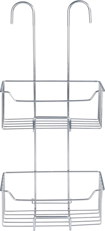 Wenko doucherek milo 2-laags rvs glanzend 25x55cm - zonder boren - doucherekje hangend - douchemand - douchecaddy ophangbaar