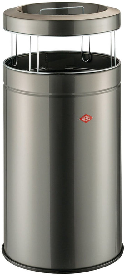 Wesco staande asbak big ash met zeef | 120 liter | metaal - grafiet | afvalbak met asbak staand - made in germany