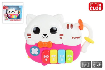 Mini club poes dierenpiano met licht geluid 15cm