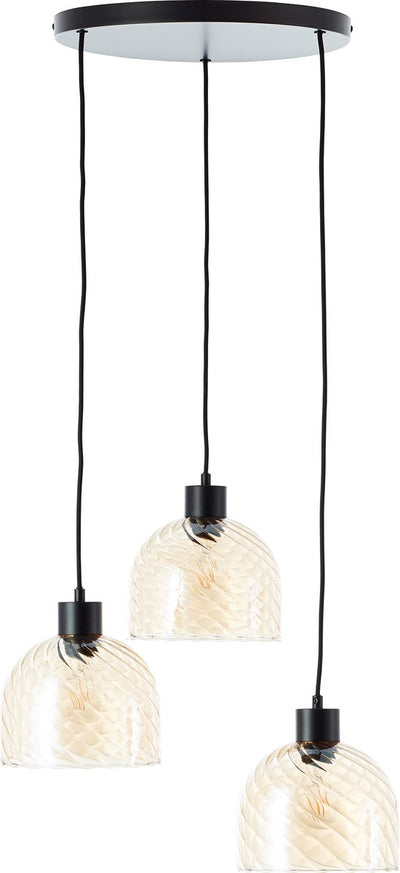 Brilliant casto - hanglamp - 3-lichts - e27 max 3x25w - glas - amber - zwart