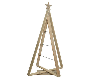 Decoris kerstboom hout metalen lijnen 114x22x64