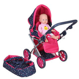 Basic 3in1 poppenwagen blauw roze - afbeelding 1