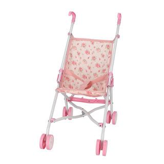 My beautiful dolls room poppenbuggy roze bloem | 4 stuks