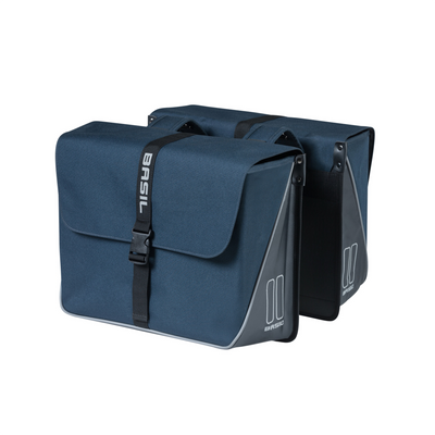 Basil Forte dubbele fietstas, waterafstotend, navy blauw zwart, 35L