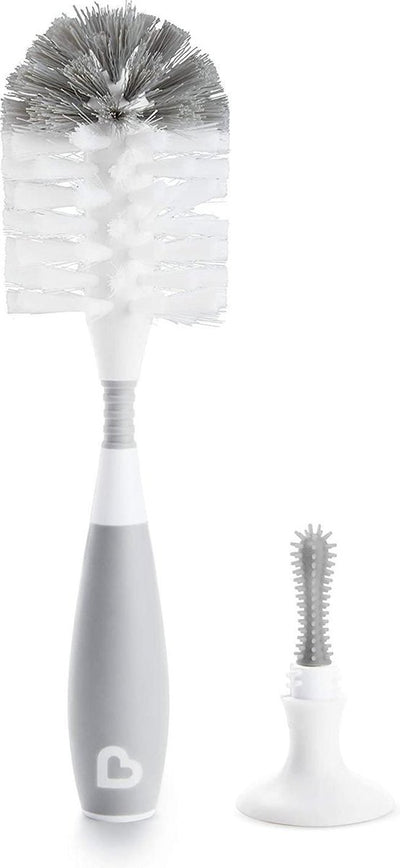 Munchkin flessenborstel - bristle - flessenborstel - schoonmaakborstel - met zuignap - fles en speen borstel - grijs