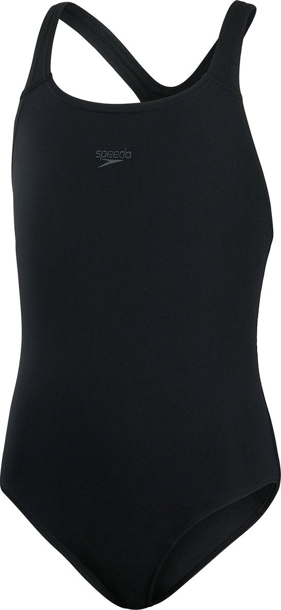 Speedo endurance+ medalist meisjes sportbadpak - kleurvast badpak meisjes - chloorbestendig zwempak meisjes - sportbadpak kids met medalist-rug - zwart - maat 128