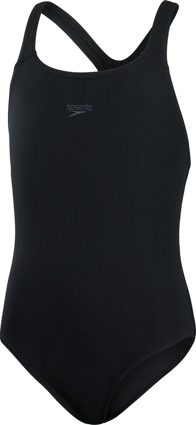 Speedo endurance+ medalist meisjes sportbadpak - kleurvast badpak meisjes - chloorbestendig zwempak meisjes - sportbadpak kids met medalist-rug - zwart - maat 128