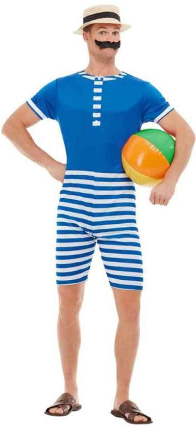 Smiffys - 20s bathing suit kostuum - l - blauw wit l