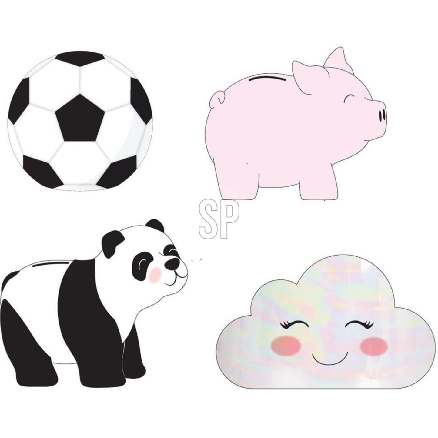 Spaarpot voetbal wolk panda varken dolomiet circa 15cm