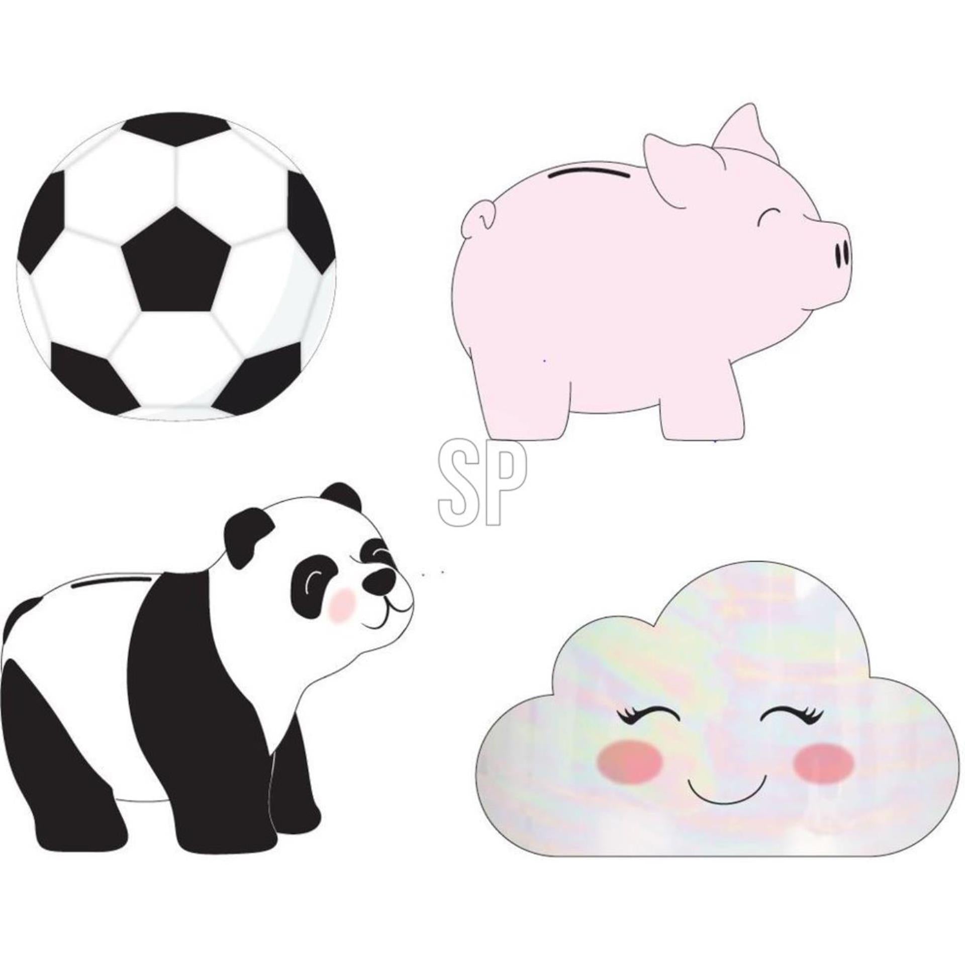 Spaarpot voetbal wolk panda varken dolomiet circa 15cm