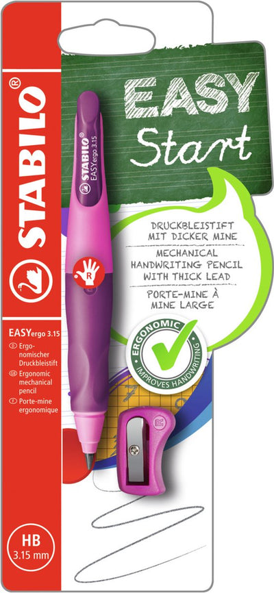 Stabilo easyergo 3.15 - ergonomisch vulpotlood - rechtshandig - navulbaar - roze lila - extra dikke potloodvulling 3,15 mm