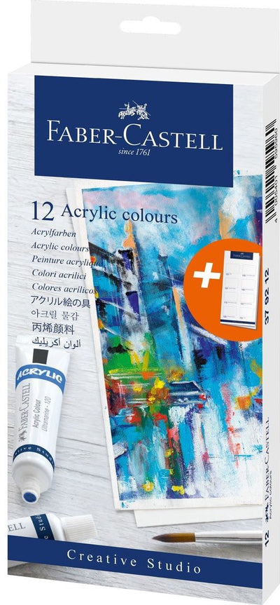 Faber-castell acrylverf - 12 tubes - assorti kleuren - fc-379212